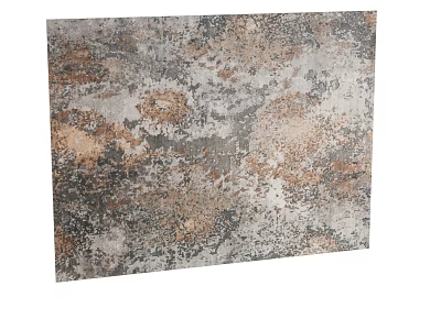 Vintage Square Rug with Distressed Gray Brown Beige Textured Patterns for Living Room Decor 3d model
