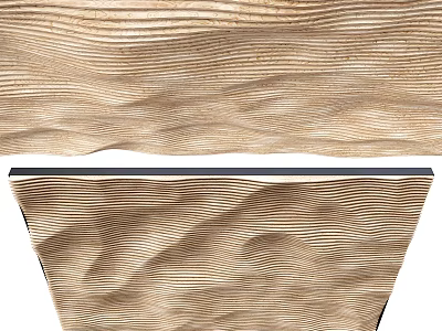 Modern Decorative Ceiling Design With Wavy Wooden Texture And Architectural Details 3d model
