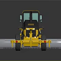 Yellow Construction Grader With Cab Large Wheels And Blade On Dark Surface 3d model