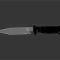 Tactical Military Knife With Sharp Metal Blade Black Handle On Reflective Surface