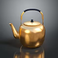 Shiny Golden Teapot With Metallic Finish And Black Handle For Household Use