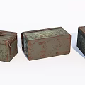 Vintage Rusty Metal Storage Boxes With Textured Surfaces And Handles 3d model