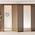 Chinese-style push-pull partition carved partition 3d model