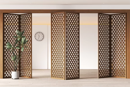 Chinese-style push-pull partition carved partition 3d model