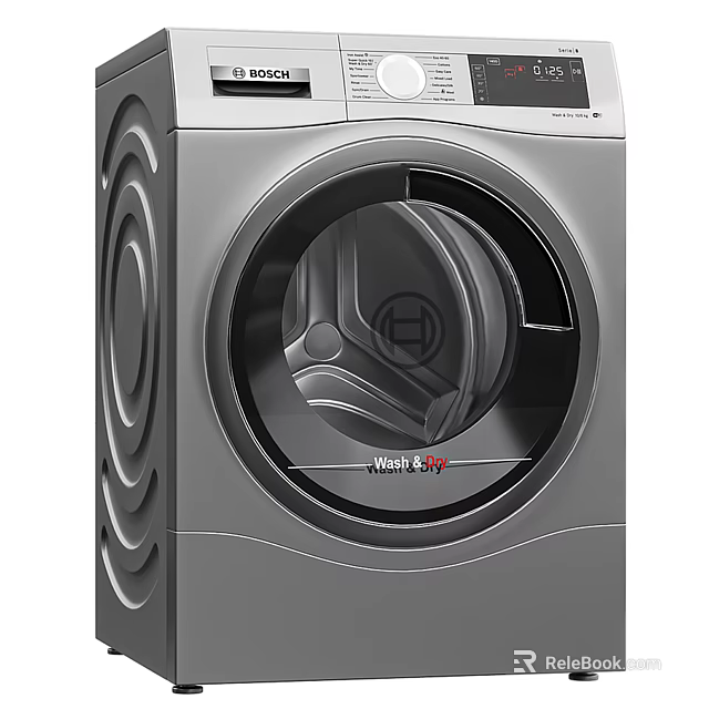 WashJoy Silver Front Loading Washing Machine With Transparent Door And Drum Design 3d model 