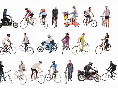 Modern 2D Bike Ride Character Bike 3d model