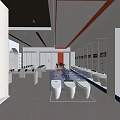 Modern Bathroom Showroom With Toilets Basins Display Shelves And Bright Lighting 3d model