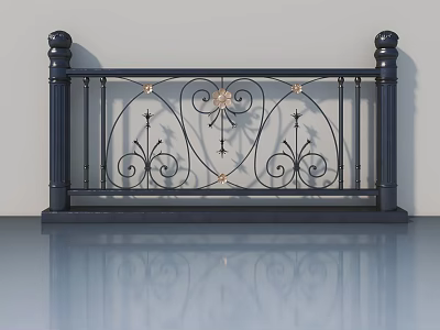 Elegant Iron Art Swing Door With Intricate Scroll Design And Decorative Patterns 3d model