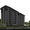 Modern Multi Storey Residential Building With Balconies Lush Greenery And Surrounding Trees