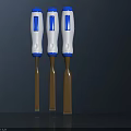 Three Piece Screwdrivers Set With White Blue Handles And Brown Tips For Hardware Tools 3d model