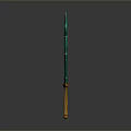 Fantasy Sword Design Featuring Green Blade Intricate Patterns Yellow Hilt And Orange Accents