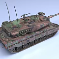 Camouflage Painted Military Tank Featuring Long Gun Barrel Metal Tracks And Armored Design