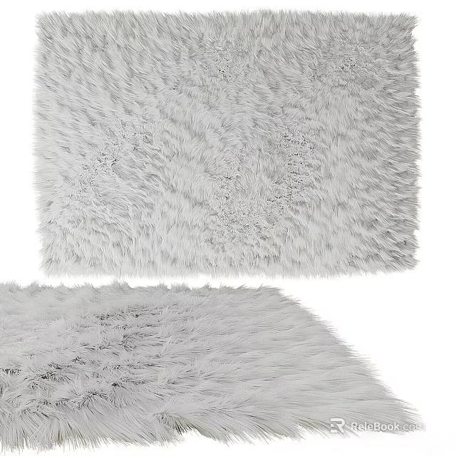 Light Gray Fluffy Square Rug With Soft Texture 3d model 