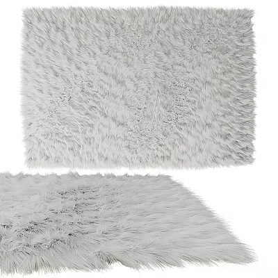 Light Gray Fluffy Square Rug With Soft Texture 3d model