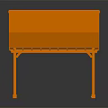 Orange Modern Pergola Structure With Striped Roof And Supporting Columns