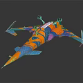 Vibrant Blue And Orange Model Aircraft Featuring Detailed Wings And Patterns