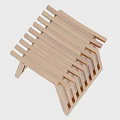 Wooden Single Chair With Slatted Design Foldable Structure And Minimalist Style