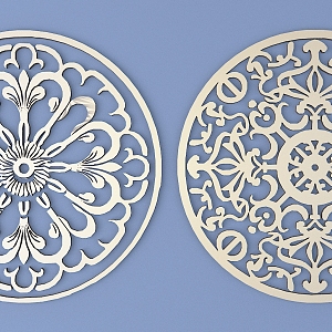 Chinese-style Carved Round Carved Traditional Pattern Lattice Carved Pattern 3d model