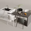 Modern Minimalist Island Table Dining Table Chair 3d model