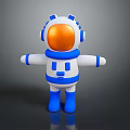 Cartoon Style Astronaut Game Character With White Blue Orange Outfit And Extended Arms
