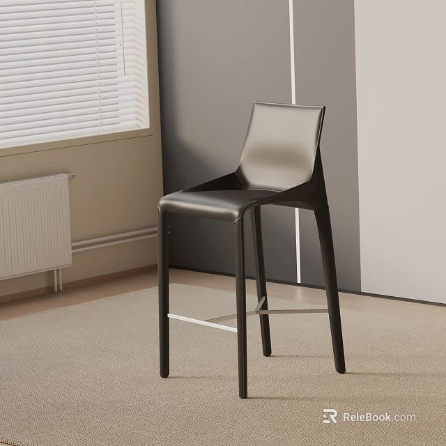 Modern Black Bar Stool With Sleek Design In Minimalist Interior Space 3d model
