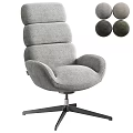 Gray Upholstered Leisure Chair with Swivel Base and Decorative Balls Modern Living Room Furniture Piece
