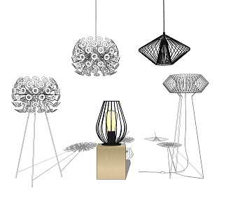 Modern lamp combination table lamp chandelier floor lamp combination 3d model