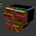 Modern Chest of Drawers with Black Frame and Red Wooden Multiple Open Drawers