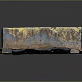 Old Square Concrete Structure With Yellow Blue Peeling Paint Worn Debris Inside And Base Tray 3d model