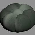 Green Velvet Petal Shaped Ottoman with Rounded Padded Sections for Living Room