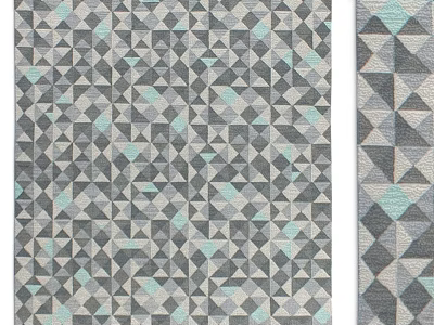 Modern Square Rug With Geometric Pattern In Gray Mint And White Colors 3d model