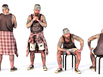Male Figure Tattoo Men 3d model