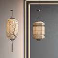 Traditional Chinese Lanterns With Paper Shades And Decorative Branch Designs Hanging