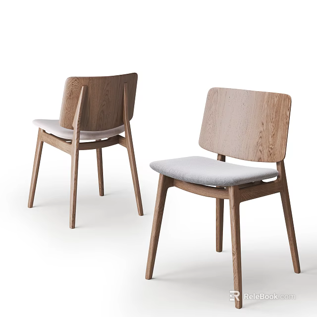 Modern Wooden Frame Leisure Chair With Light Gray Padded Seat And Minimalist Design 3d model 