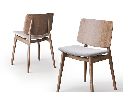 Modern Wooden Frame Leisure Chair With Light Gray Padded Seat And Minimalist Design 3d model