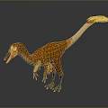 Feathered Dinosaur 3D Model With Orange Feathers Long Tail Open Mouth And Green Legs