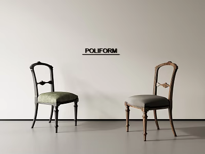 POLIFORM Elegant Single Chairs With Wooden Frames And Colored Upholstered Seats 3d model