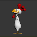Cute Cartoon Chicken Stuffed Doll With White Body Red Comb And Yellow Beak Feet