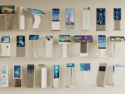 Public Facilities Various Self Service Kiosks With Interactive Screens And Modern Designs 3d model