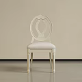 Elegant Modern Light Colored Dining Chair With Circular Backrest And Upholstered Seat