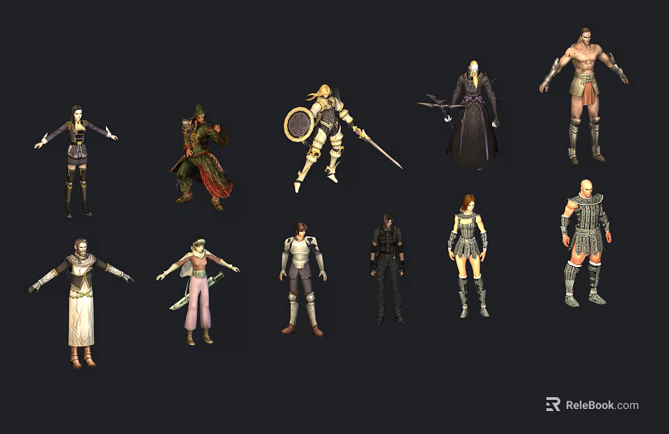 Various Game and Movie Characters with Different Outfits and Poses 3d model