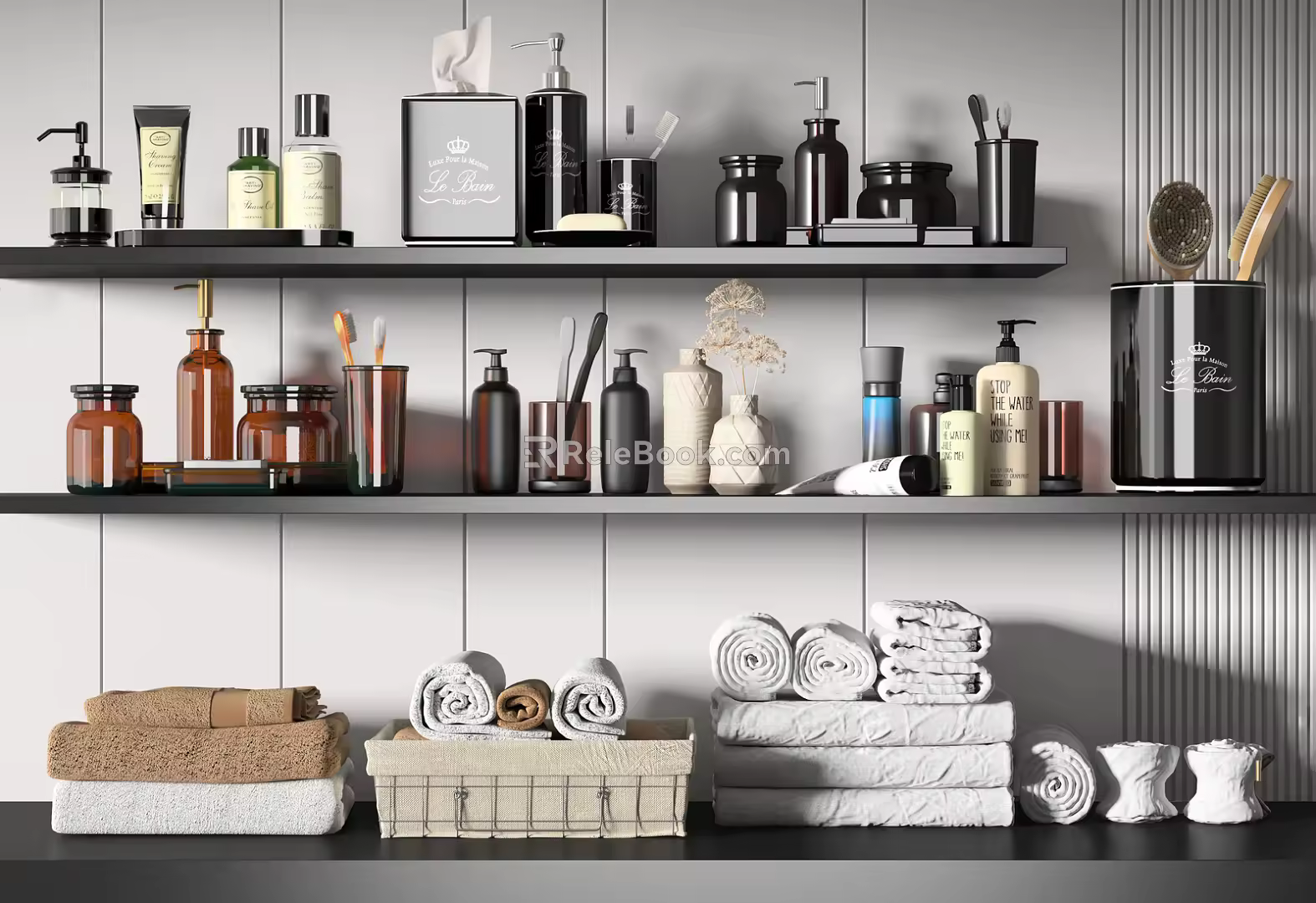 Modern toiletries combination 3d model