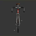 Red Road Bicycle With Brown Leather Seat Curved Handlebars And Chrome Frame