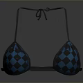 Women's Underwear Bra With Blue And Black Diamond Pattern And Tie Detail