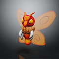 Cartoon Fantasy Creature Character With Orange Body Yellow Eyes White Claws And Spotted Butterfly Wings