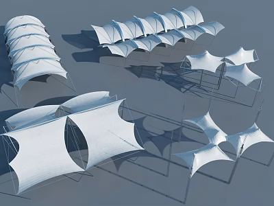 Modern Tensile Membrane Structures With Diverse Shapes For Outdoor Use 3d model