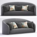 Modern Gray Sectional Sofa With Colorful Circular Pattern And Checkered Pillows 3d model