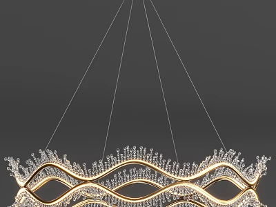 Elegant Crystal Chandelier With Wave Design And Hanging Decorative Crystals 3d model