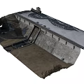 Waterfront Landscape Featuring Dam Structure Flowing Water And Concrete Retaining Walls