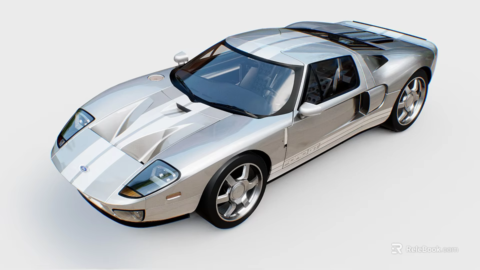 Silver Sleek Sports Car With Transparent Roof Aerodynamic Design And Alloy Wheels 3d model 